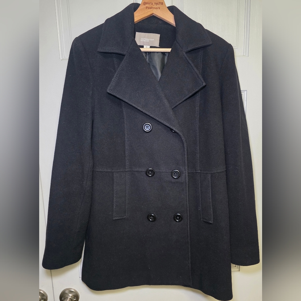 Croft & Barrow Cashmere Wool Blend Pea Coat- Size Med Black